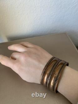 VTG Bracelet Cuff Native American Southwestern Jewelry Etched Copper 58g
