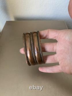 VTG Bracelet Cuff Native American Southwestern Jewelry Etched Copper 58g