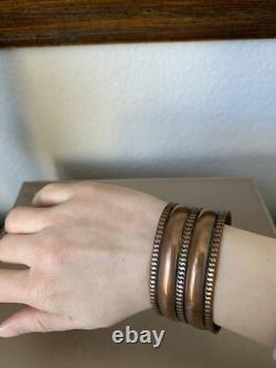 VTG Bracelet Cuff Native American Southwestern Jewelry Etched Copper 58g