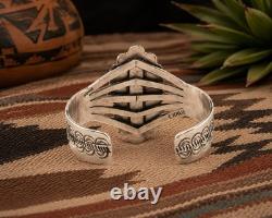 VTG Eula Wylie Navajo Sterling Silver Turquoise Cuff Bracelet Signed Heavy