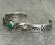 VTG FRED HARVEY ERA Navajo Turquoise Whirling Logs REPOUSSE Silver Bracelet Sz7