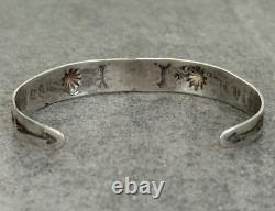 VTG FRED HARVEY ERA Navajo Turquoise Whirling Logs REPOUSSE Silver Bracelet Sz7