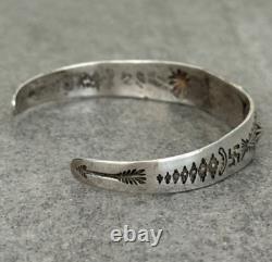 VTG FRED HARVEY ERA Navajo Turquoise Whirling Logs REPOUSSE Silver Bracelet Sz7