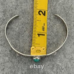 VTG FRED HARVEY ERA Navajo Turquoise Whirling Logs REPOUSSE Silver Bracelet Sz7