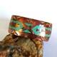 VTG Frank Bowman Chipped Turquoise & Coral Copper Cuff Bracelet 6.5 Stamped
