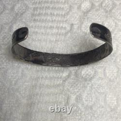 VTG Fred Harvey Era Navajo Lizard Stamped Turquoise 93% Silver Cuff Bracelet