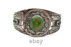 VTG Fred Harvey Era Navajo Sterling Turquoise Thunderbird Whirling Cuff Bracelet