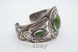 VTG Fred Harvey Era Navajo Sterling Turquoise Thunderbird Whirling Cuff Bracelet