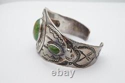 VTG Fred Harvey Era Navajo Sterling Turquoise Thunderbird Whirling Cuff Bracelet