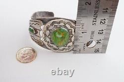 VTG Fred Harvey Era Navajo Sterling Turquoise Thunderbird Whirling Cuff Bracelet