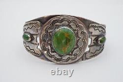 VTG Fred Harvey Era Navajo Sterling Turquoise Thunderbird Whirling Cuff Bracelet