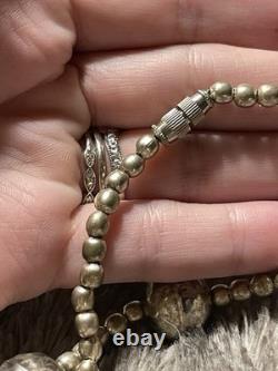 VTG HUGE Navajo Style pearls Silver Tone Bead Necklace 2-20 MM Graduated Western