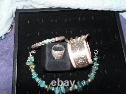 VTG Jewelry Lot Navajo Sterling Bracelets Ring Fred Harvey Era