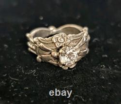 VTG Les Baker Native American Ring Silver 925 Size 7 3/4 Classis Squash Blossom