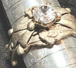 VTG Les Baker Native American Ring Silver 925 Size 7 3/4 Classis Squash Blossom
