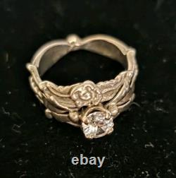 VTG Les Baker Native American Ring Silver 925 Size 7 3/4 Classis Squash Blossom