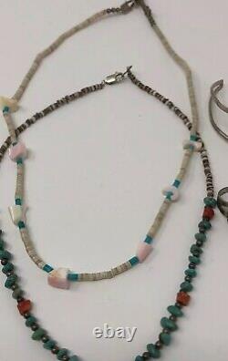 VTG Lot Sterling Silver Southwestern Native American Heishi Turquoise Jewelry