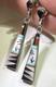 VTG M. Noche Zuni Inlaid Sterling Turquoise Coral Onyx MOP Dangle Post Earrings