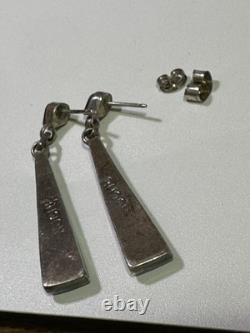 VTG M. Noche Zuni Inlaid Sterling Turquoise Coral Onyx MOP Dangle Post Earrings