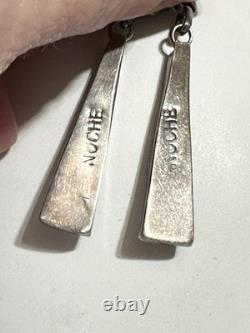 VTG M. Noche Zuni Inlaid Sterling Turquoise Coral Onyx MOP Dangle Post Earrings