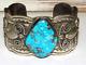 VTG Massive Navajo Kingman Turquoise Cuff Bracelet Ingot Sterling B. Boyd 115G