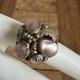 VTG Max Calabaza Navajo Ring 6.75 Pastel MOP Cabs Spiral Leaf Sterling 7.7g USA