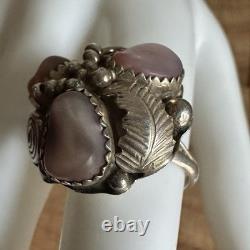VTG Max Calabaza Navajo Ring 6.75 Pastel MOP Cabs Spiral Leaf Sterling 7.7g USA