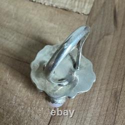 VTG Max Calabaza Navajo Ring 6.75 Pastel MOP Cabs Spiral Leaf Sterling 7.7g USA
