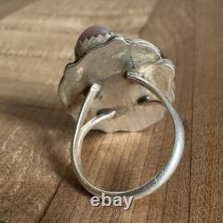 VTG Max Calabaza Navajo Ring 6.75 Pastel MOP Cabs Spiral Leaf Sterling 7.7g USA