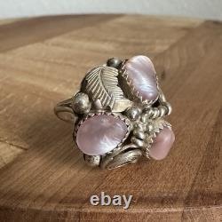 VTG Max Calabaza Navajo Ring 6.75 Pastel MOP Cabs Spiral Leaf Sterling 7.7g USA