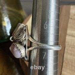 VTG Max Calabaza Navajo Ring 6.75 Pastel MOP Cabs Spiral Leaf Sterling 7.7g USA