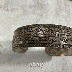 VTG Native American Handmade Navajo Zuni Sterling Silver Cuff Bangle Bracelet