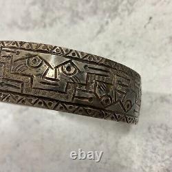 VTG Native American Handmade Navajo Zuni Sterling Silver Cuff Bangle Bracelet