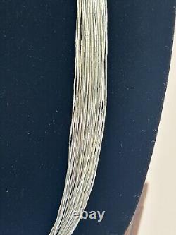 VTG Native American Liquid Silver 30 Strand Necklace Earrings Set SIGNED Navajo