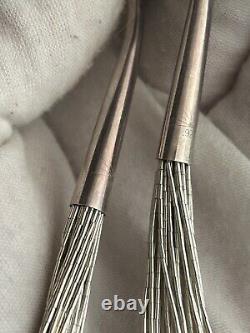 VTG Native American Liquid Silver 30 Strand Necklace Earrings Set SIGNED Navajo