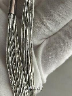 VTG Native American Liquid Silver 30 Strand Necklace Earrings Set SIGNED Navajo