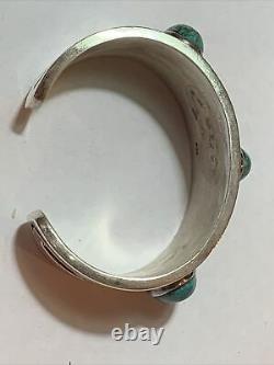 VTG Native American Modernist Navajo Bracelet Bangle Sterling Silver Turquoise