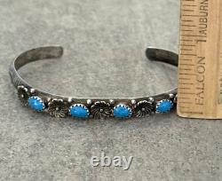 VTG Native American NAVAJO K ETSITTY Denim Lapis Lazuli Flower Sterling Bracelet