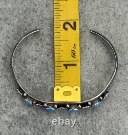 VTG Native American NAVAJO K ETSITTY Denim Lapis Lazuli Flower Sterling Bracelet