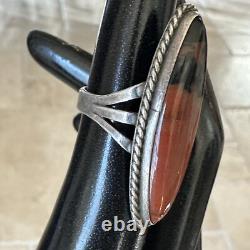 VTG Native American Navajo Ring Arizona Petrified Wood Sterling Silver Size 3.5