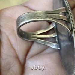 VTG Native American Navajo Ring Arizona Petrified Wood Sterling Silver Size 3.5