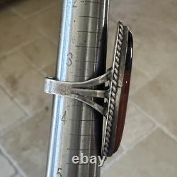 VTG Native American Navajo Ring Arizona Petrified Wood Sterling Silver Size 3.5