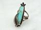 VTG Native American Navajo Turquoise Stone Sterling Silver Feather Ring Sz 8