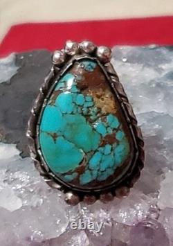 VTG Native American Sterling Silver 925 Turquoise Ring Sz 5.75