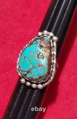 VTG Native American Sterling Silver 925 Turquoise Ring Sz 5.75