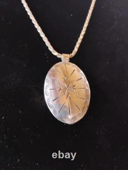 VTG Native American Sterling Silver Concho Pendant With Chain Necklace 29.7 Gr
