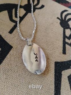 VTG Native American Sterling Silver Concho Pendant With Chain Necklace 29.7 Gr