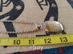 VTG Native American Sterling Silver Concho Pendant With Chain Necklace 29.7 Gr