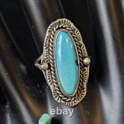 VTG Native American Sterling Silver Turquoise 5 Nugget Necklace Ring Earring Set