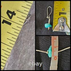 VTG Native American Sterling Silver Turquoise 5 Nugget Necklace Ring Earring Set